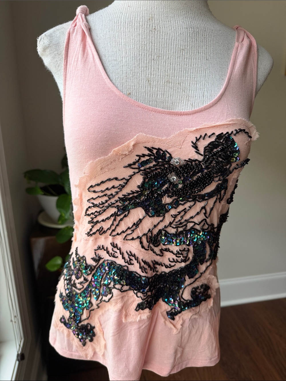 Embellished Pink Women's Tank Top